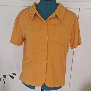 Women's Mustard Button-Up Shirt